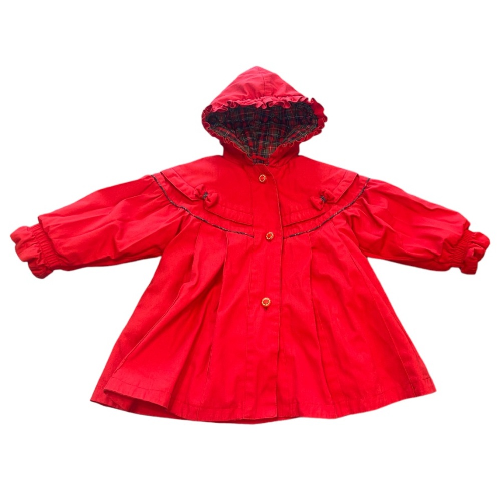 Vintage Casual Time Red & Plaid Toddler Coat